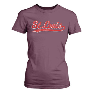 St Louis Sports Script Retro Baseball Lovers Proud City T Shirt For Women TS11 Maroon Print Your Wear