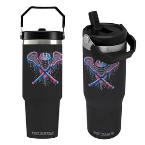 Lacrosse Drip Ice Cream Lax Helmet Sticks Sport Player Flip Straw Tumbler TS11 One Size: 30 oz Black Print Your Wear
