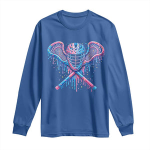 Lacrosse Drip Ice Cream Lax Helmet Sticks Sport Player Long Sleeve Shirt TS11 Royal Blue Print Your Wear