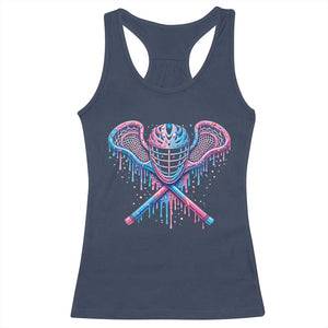 Lacrosse Drip Ice Cream Lax Helmet Sticks Sport Player Racerback Tank Top TS11 Navy Print Your Wear