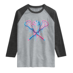 Lacrosse Drip Ice Cream Lax Helmet Sticks Sport Player Raglan Shirt TS11 Heather Gray Heather Charcoal Print Your Wear