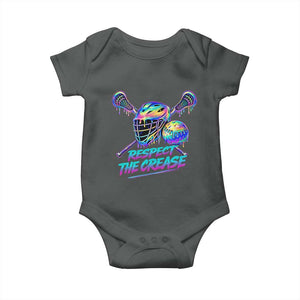Respect The Crease Lacrosse Drip Baby Onesie Funny Lax Goalie TS11 Dark Heather Print Your Wear