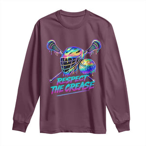 Respect The Crease Lacrosse Drip Long Sleeve Shirt Funny Lax Goalie TS11 Maroon Print Your Wear