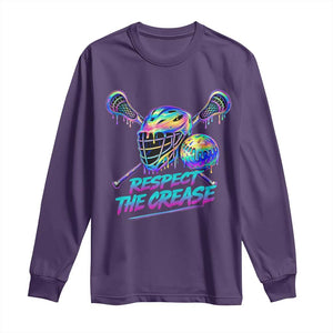 Respect The Crease Lacrosse Drip Long Sleeve Shirt Funny Lax Goalie TS11 Purple Print Your Wear