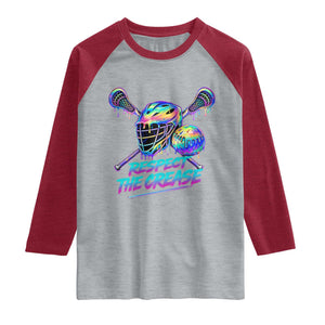 Respect The Crease Lacrosse Drip Raglan Shirt Funny Lax Goalie TS11 Heather Gray Heather Red Print Your Wear