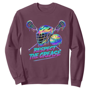 Respect The Crease Lacrosse Drip Sweatshirt Funny Lax Goalie TS11 Maroon Print Your Wear