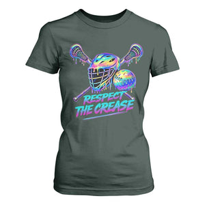 Respect The Crease Lacrosse Drip T Shirt For Women Funny Lax Goalie TS11 Dark Forest Green Print Your Wear