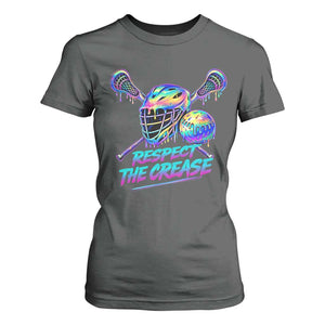 Respect The Crease Lacrosse Drip T Shirt For Women Funny Lax Goalie TS11 Dark Heather Print Your Wear