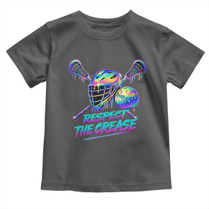 Respect The Crease Lacrosse Drip Toddler T Shirt Funny Lax Goalie TS11 Dark Heather Print Your Wear