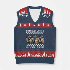 Baseball Raccoon Literally Just a Bleacher Creature V-Neck Knit Sweater Vest Funny Trash Panda At Ballfield TS11 Navy Red Print Your Wear