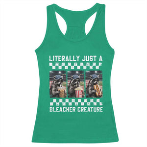 Baseball Raccoon Literally Just a Bleacher Creature Racerback Tank Top Funny Trash Panda At Ballfield TS11 Irish Green Print Your Wear