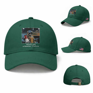 Baseball Raccoon Literally Just a Bleacher Creature Baseball Cap Funny Trash Panda Drinking Iced Coffee Ballfield TS11 Baseball Cap Universal Fit Irish Green Print Your Wear