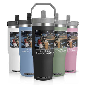 Baseball Raccoon Literally Just a Bleacher Creature Flip Straw Tumbler Funny Trash Panda Drinking Iced Coffee Ballfield TS11 Print Your Wear