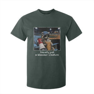 Baseball Raccoon Literally Just a Bleacher Creature T Shirt For Kid Funny Trash Panda Drinking Iced Coffee Ballfield TS11 Dark Forest Green Print Your Wear