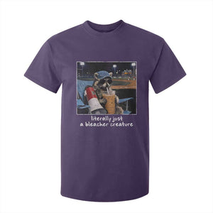 Baseball Raccoon Literally Just a Bleacher Creature T Shirt For Kid Funny Trash Panda Drinking Iced Coffee Ballfield TS11 Purple Print Your Wear