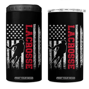 Lacrosse American Flag Lax Men 4th of July 4 in 1 Can Cooler Tumbler TS11 One Size: 16 oz Black Print Your Wear