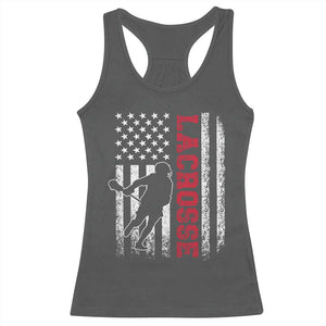 Lacrosse American Flag Lax Men 4th of July Racerback Tank Top TS11 Dark Heather Print Your Wear
