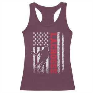 Lacrosse American Flag Lax Men 4th of July Racerback Tank Top TS11 Maroon Print Your Wear