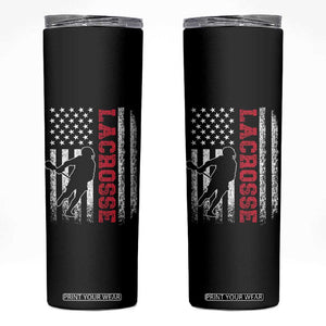 Lacrosse American Flag Lax Men 4th of July Skinny Tumbler TS11 Black Print Your Wear