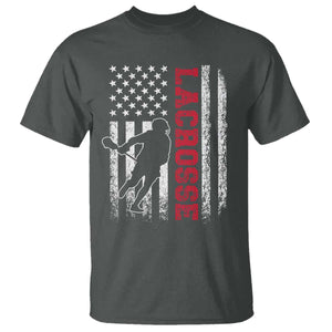 Lacrosse American Flag Lax Men 4th of July T Shirt TS11 Dark Heather Print Your Wear