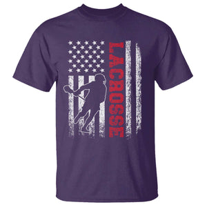 Lacrosse American Flag Lax Men 4th of July T Shirt TS11 Purple Print Your Wear