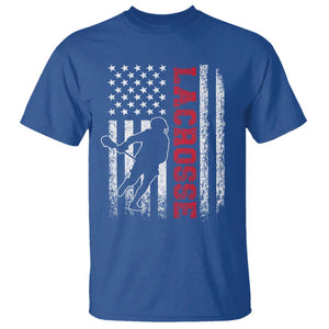 Lacrosse American Flag Lax Men 4th of July T Shirt TS11 Royal Blue Print Your Wear