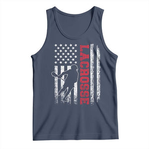 Lacrosse American Flag Lax Men 4th of July Tank Top TS11 Navy Print Your Wear