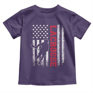 Lacrosse American Flag Lax Men 4th of July Toddler T Shirt TS11 Purple Print Your Wear