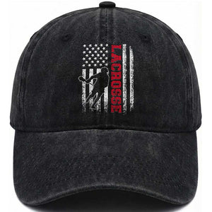 Lacrosse American Flag Lax Men 4th of July Washed Cotton Baseball Cap TS11 Print Your Wear