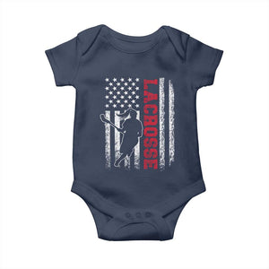 Lacrosse American Flag Lax Women 4th of July Baby Onesie TS11 Navy Print Your Wear