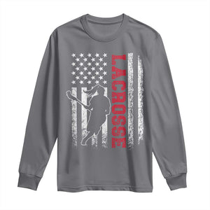 Lacrosse American Flag Lax Women 4th of July Long Sleeve Shirt TS11 Charcoal Print Your Wear