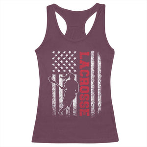 Lacrosse American Flag Lax Women 4th of July Racerback Tank Top TS11 Maroon Print Your Wear