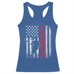 Lacrosse American Flag Lax Women 4th of July Racerback Tank Top TS11 Royal Blue Print Your Wear