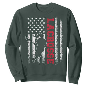 Lacrosse American Flag Lax Women 4th of July Sweatshirt TS11 Dark Forest Green Print Your Wear