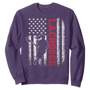 Lacrosse American Flag Lax Women 4th of July Sweatshirt TS11 Purple Print Your Wear
