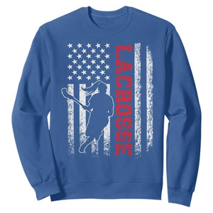 Lacrosse American Flag Lax Women 4th of July Sweatshirt TS11 Royal Blue Print Your Wear