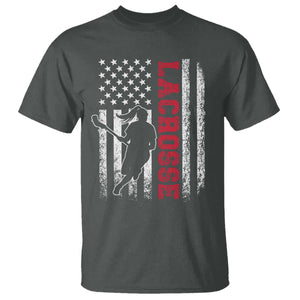 Lacrosse American Flag Lax Women 4th of July T Shirt TS11 Dark Heather Print Your Wear