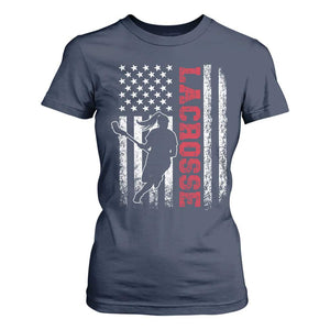 Lacrosse American Flag Lax Women 4th of July T Shirt For Women TS11 Navy Print Your Wear