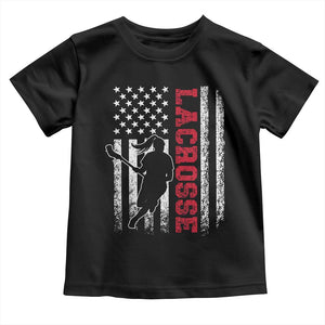 Lacrosse American Flag Lax Women 4th of July Toddler T Shirt TS11 Black Print Your Wear