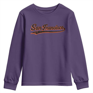 San Francisco Sports Script Retro Baseball Lovers Proud City Youth Sweatshirt TS11 Purple Print Your Wear