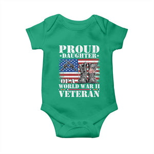 Proud Daughter Of A World War II Veteran Baby Onesie American Flag Army Boots TS11 Irish Green Print Your Wear