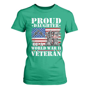 Proud Daughter Of A World War II Veteran T Shirt For Women American Flag Army Boots TS11 Irish Green Print Your Wear