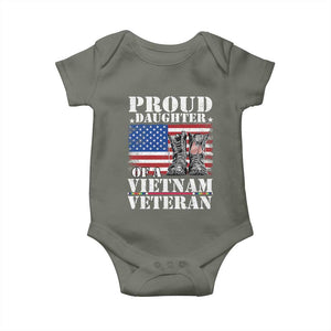 Proud Daughter Of A Vietnam Veteran Baby Onesie American Flag Army Boots TS11 Military Green Print Your Wear