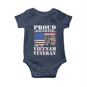 Proud Daughter Of A Vietnam Veteran Baby Onesie American Flag Army Boots TS11 Navy Print Your Wear