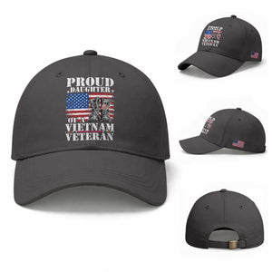 Proud Daughter Of A Vietnam Veteran Baseball Cap American Flag Army Boots TS11 Baseball Cap Universal Fit Dark Gray Print Your Wear