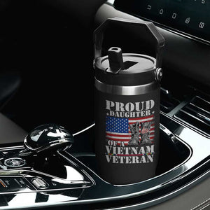 Proud Daughter Of A Vietnam Veteran Flip Straw Tumbler American Flag Army Boots TS11 Print Your Wear