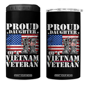 Proud Daughter Of A Vietnam Veteran 4 in 1 Can Cooler Tumbler American Flag Army Boots TS11 One Size: 16 oz Black Print Your Wear
