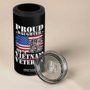 Proud Daughter Of A Vietnam Veteran 4 in 1 Can Cooler Tumbler American Flag Army Boots TS11 Print Your Wear
