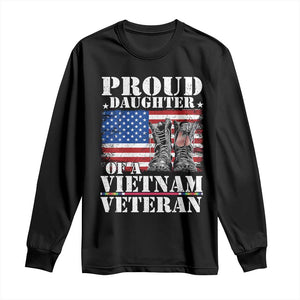 Proud Daughter Of A Vietnam Veteran Long Sleeve Shirt American Flag Army Boots TS11 Black Print Your Wear