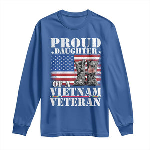Proud Daughter Of A Vietnam Veteran Long Sleeve Shirt American Flag Army Boots TS11 Royal Blue Print Your Wear
